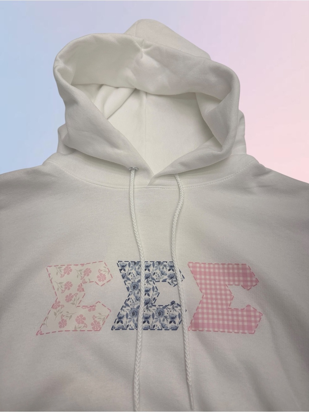 SIGMA SIGMA SIGMA Women’s Medium White Hoodie Sweatshirt TRI SIGMA - Picture 2 of 5